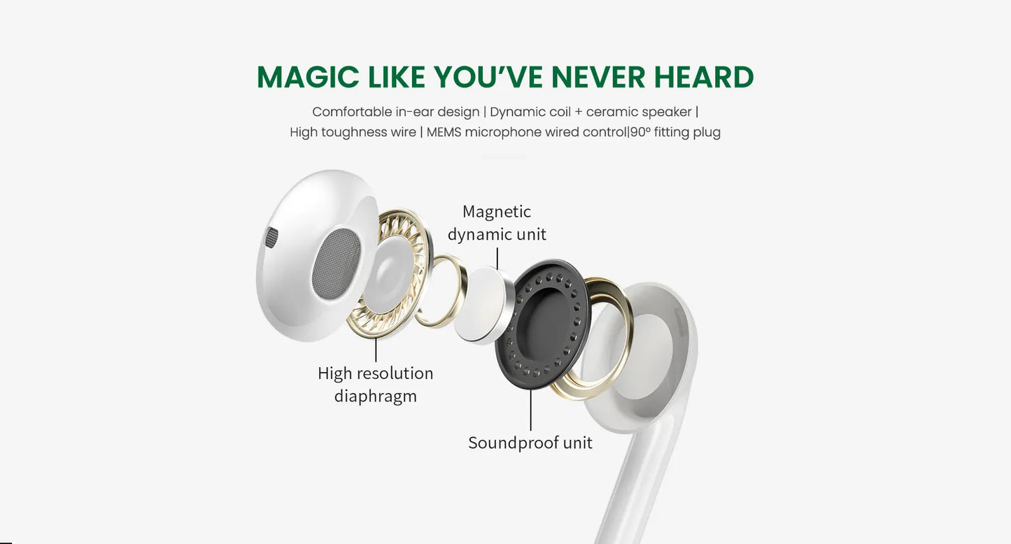OPPO Original Handsfree Earphones, High Quality Audio for Android and iOS Devices with Mic Support