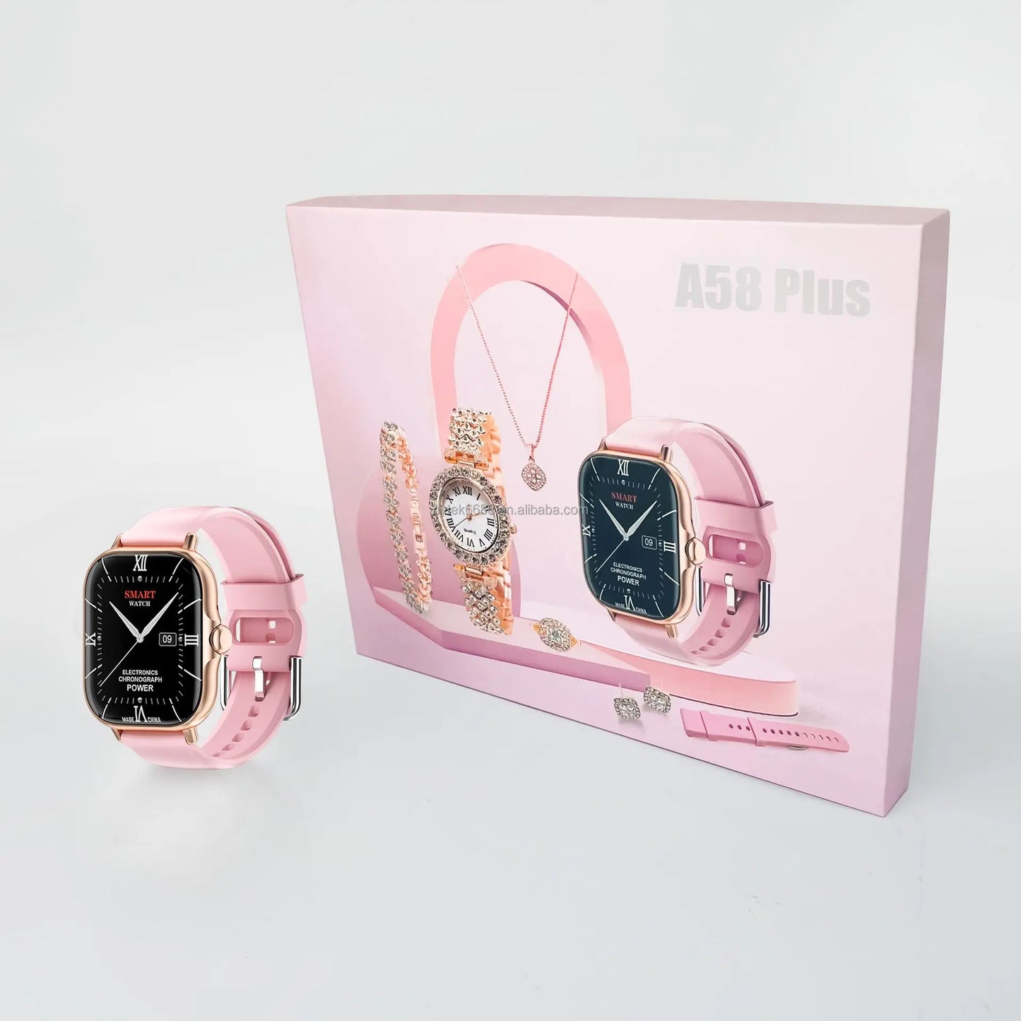 2024 Smartwatch 8in1Necklace Earrings Bracelet Ring A58 plus GT4 Reloj Montre intelligente Luxury Jewelry Smart Watch A58plus