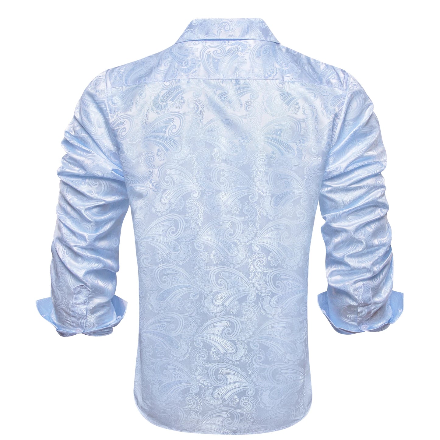 Hi-Tie Sky Blue Paisley Mens Shirts Long Sleeve Dress Formal Causal Shirt Blouse for Male Wedding Gift Party Ofiice Festival