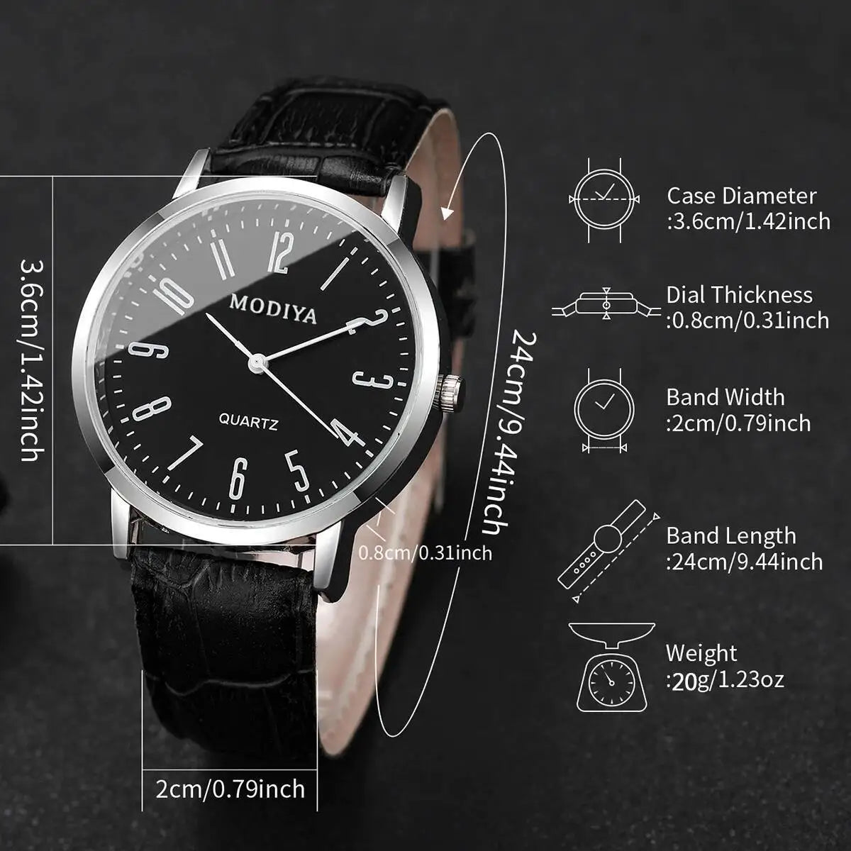 3PCS/Set Fashio Arabic Dial Men Business Watches Casual Leather Strap Quartz Wristwatches Reloj Hombre(Without Box)