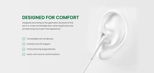OPPO Original Handsfree Earphones, High Quality Audio for Android and iOS Devices with Mic Support