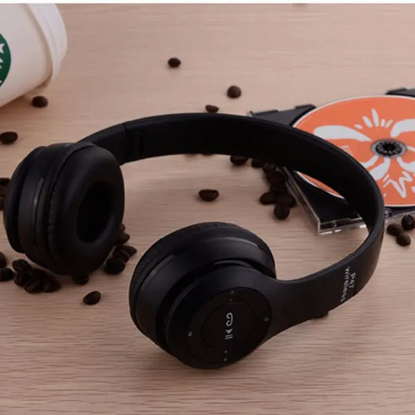 P47 Wireless Bluetooth Headphones with Mic – Stereo Sound, Foldable, Built-in FM & SD Card Slot – Universal Compatibility