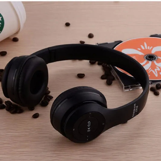 P47 Wireless Bluetooth Headphones with Mic – Stereo Sound, Foldable, Built-in FM & SD Card Slot – Universal Compatibility