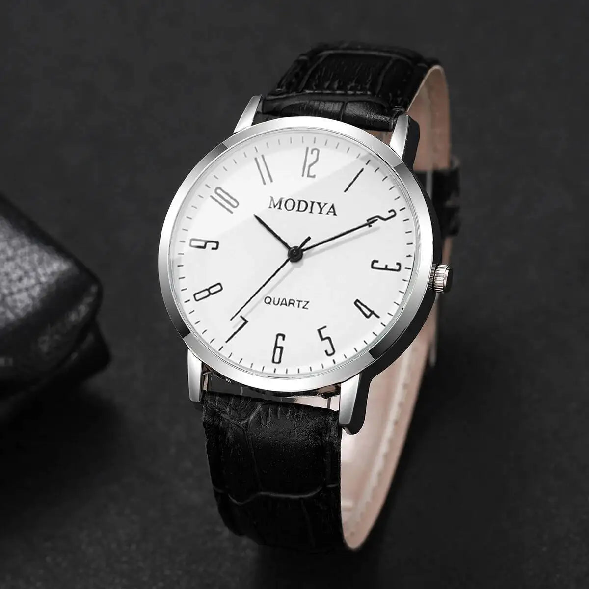 1/2PCS Men Business Watches Fashion Roma Dial Calendar Quartz Watch Leather Band Male's Wristwatches Reloj Hombre（Without Box）