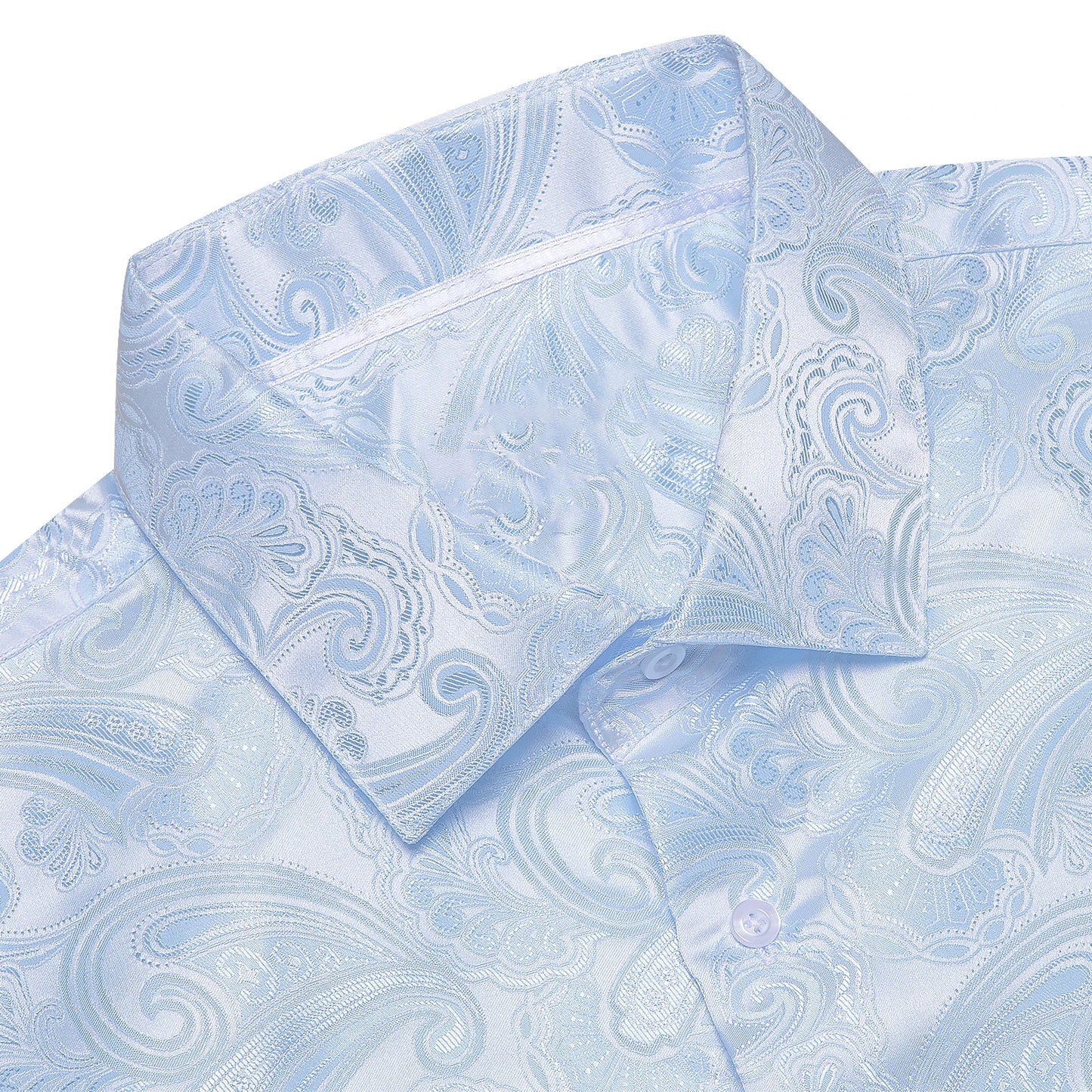 Hi-Tie Sky Blue Paisley Mens Shirts Long Sleeve Dress Formal Causal Shirt Blouse for Male Wedding Gift Party Ofiice Festival