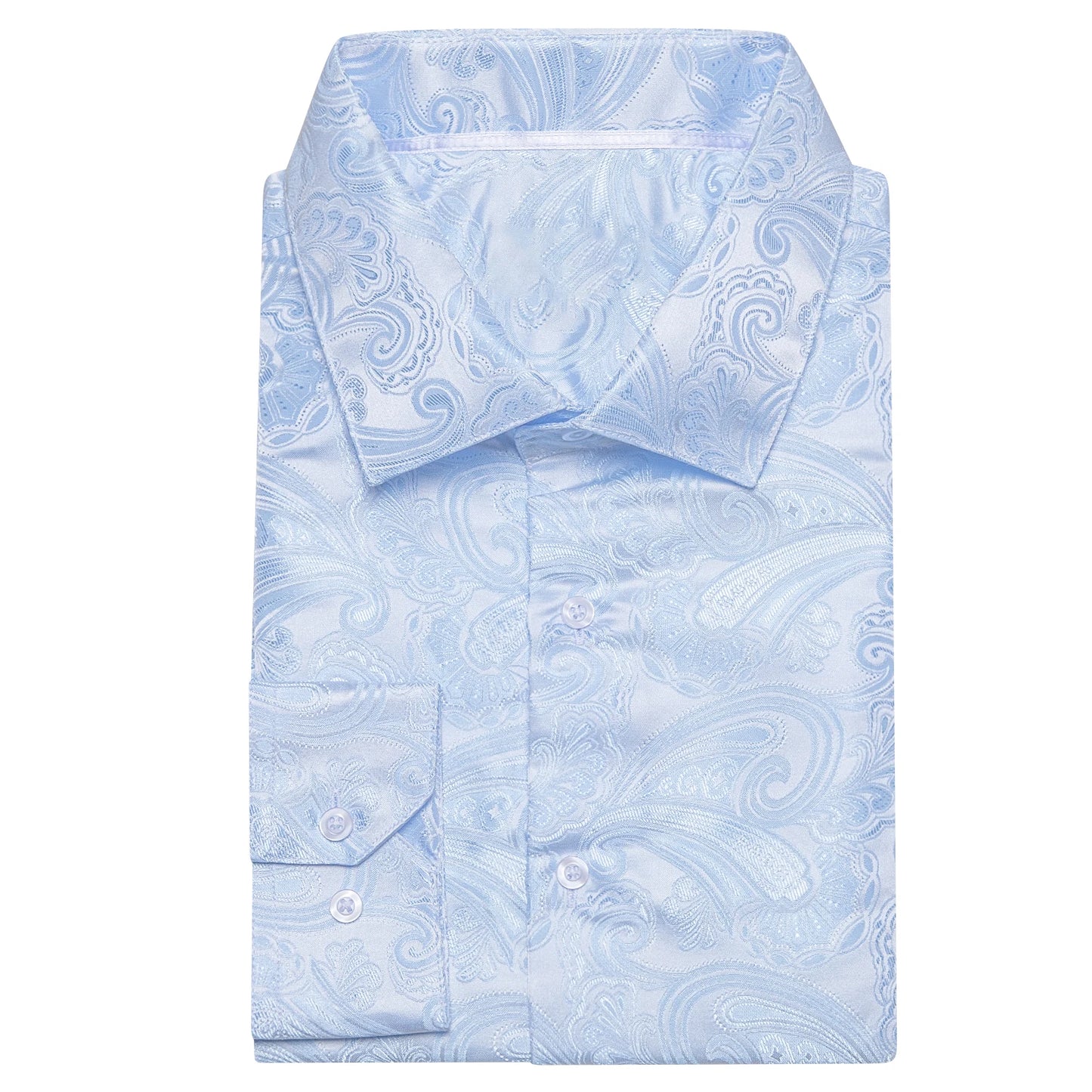 Hi-Tie Sky Blue Paisley Mens Shirts Long Sleeve Dress Formal Causal Shirt Blouse for Male Wedding Gift Party Ofiice Festival
