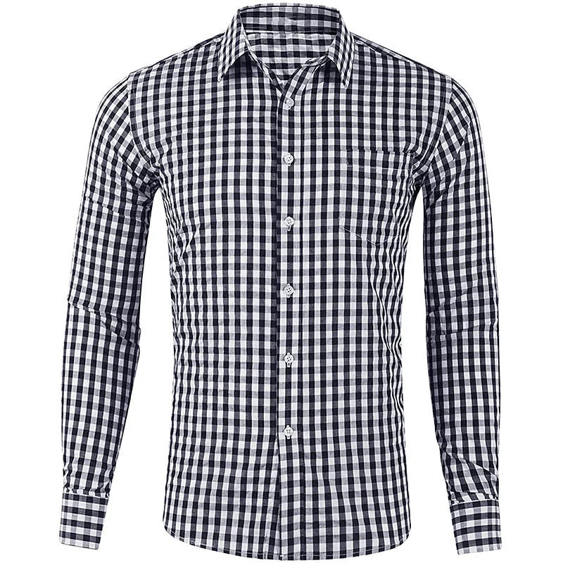 Spring And Autumn Wedding Party Men's Button-up Shirts, Dance Shirts, Black And White Long-sleeved Floral Fitted Shirts